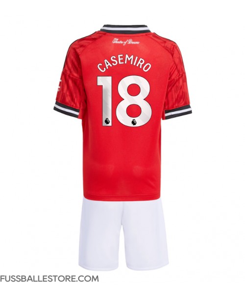 Günstige Manchester United Casemiro #18 Heimtrikotsatz Kinder 2025-26 Kurzarm (+ Kurze Hosen)